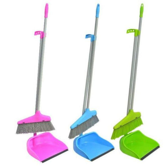Dust Pan With Brush Long Handle 1x12Pcs