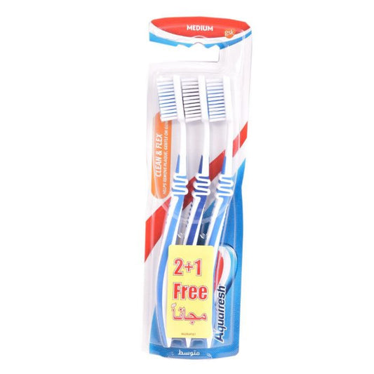 Aquafresh T/Brush Clean&Flex Med 2+1ofr