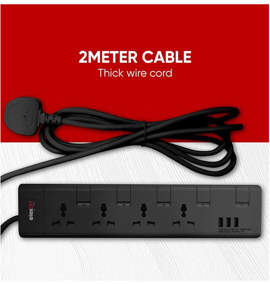 Elexon Ext Socket 4Way 2Meter