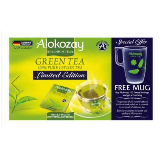 Alokozay Green Tea Bags  12x100pcs+Mug