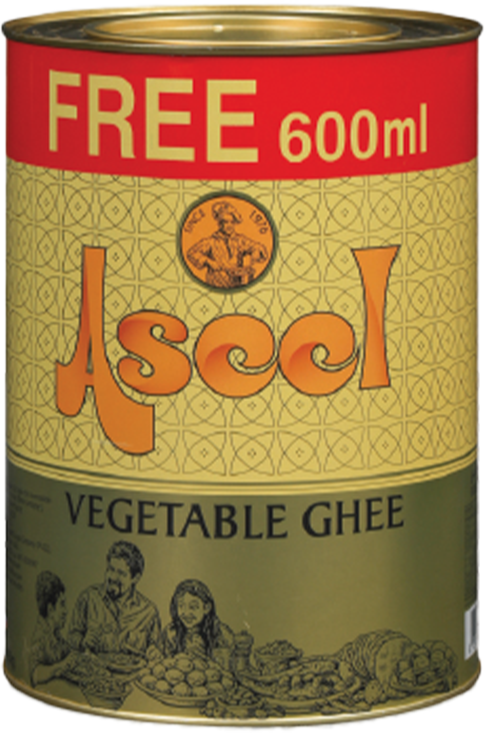 Aseel Vegetable Ghee 4x4LTR+600ml Free