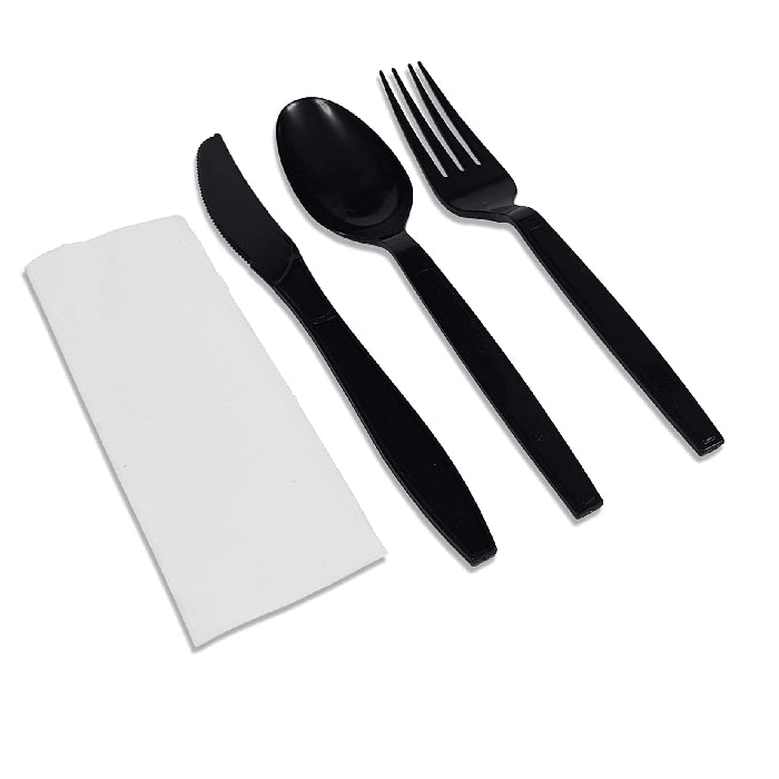 Plastic Disp Cutlery Set (Black)1x500pcs