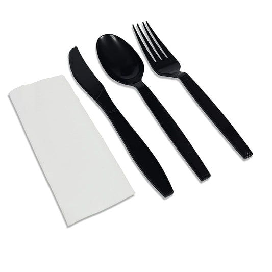 Plastic Disp Cutlery Set (Black)1x500pcs