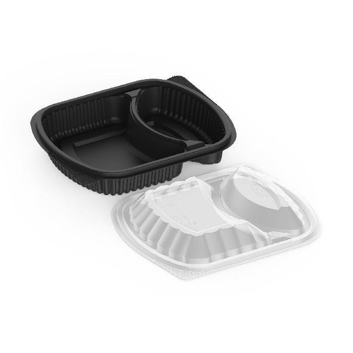 Black 2 Section Container+LID 2x125 pcs